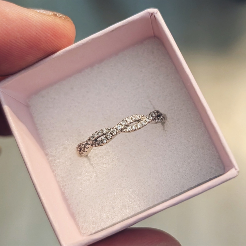 White Gold Twisted Eternity Natural Diamond Ring